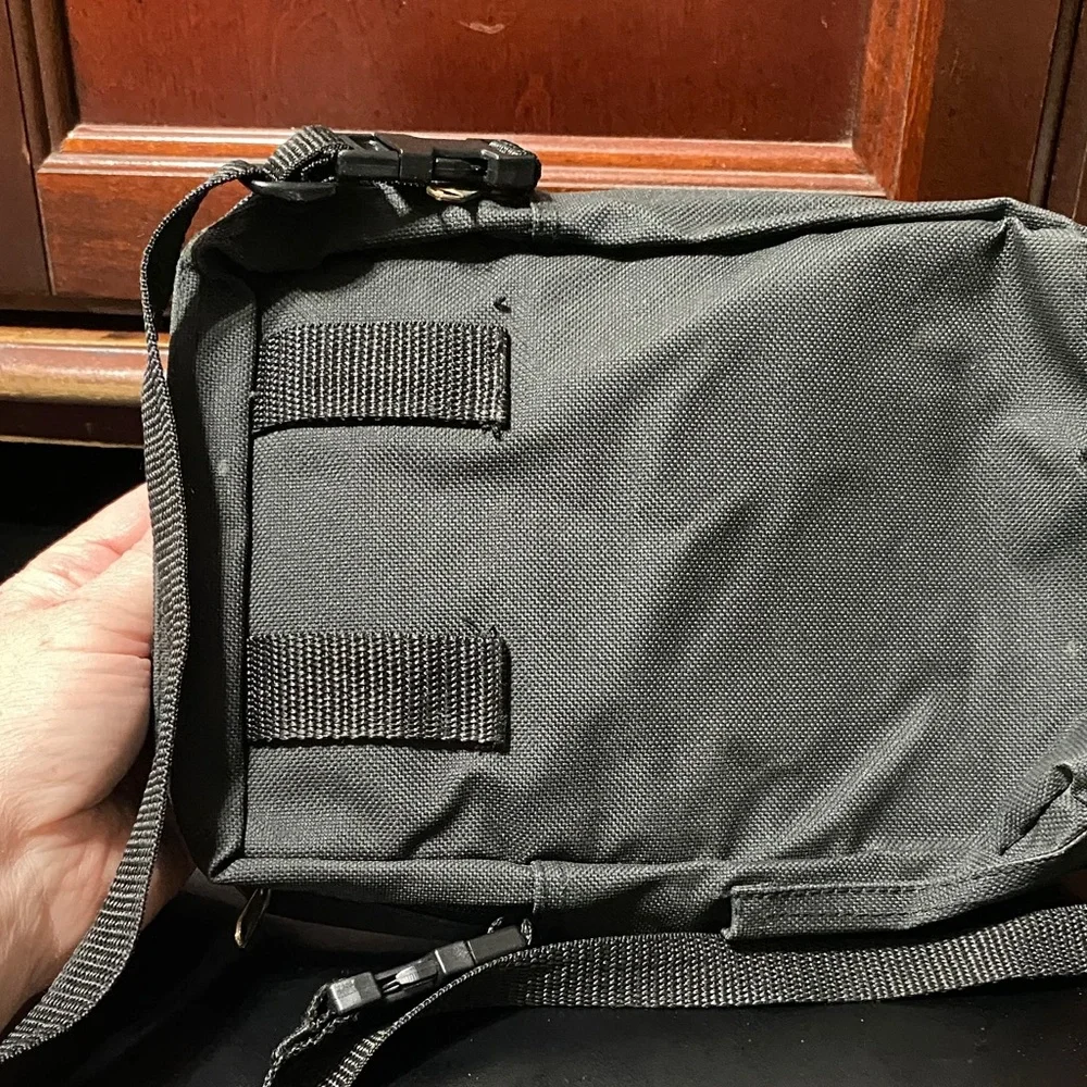 Vintage Black canvas messenger Crossbody or belt Bag